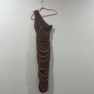 XS brown asymmetrical house of cb dress